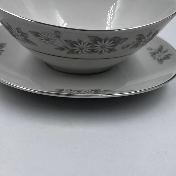 Mikasa Vintage Gravy Boat Bowl On Plate Set Daisy Pattern China Piece - Picture 10 of 11